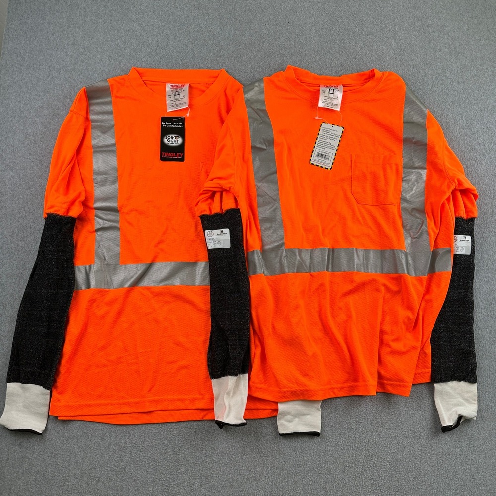 Tingley Shirts Mens L Orange Job Sight High Visibility Reflective Safety S75029